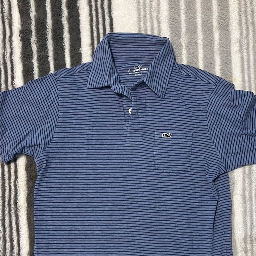 Boys M 12-14 Vineyard Vines Pima, cotton Blue & Navy  Polo Shirt